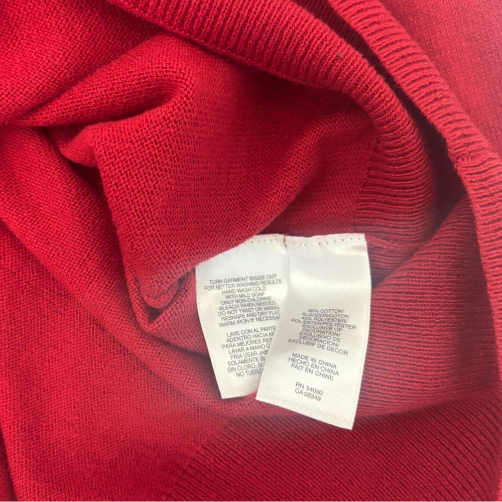 Jones New York Sport Red Sz S Cardigan Sweater Button Down Ruffle Long Sleeve - Picture 6 of 6